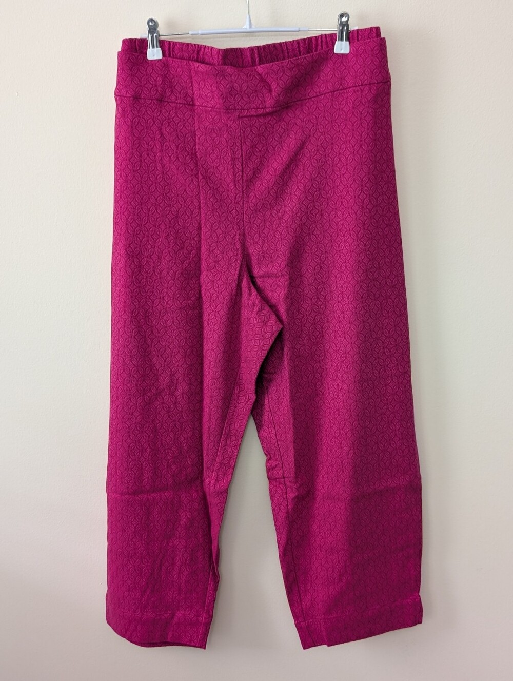 Issac Mizrahi Live! Womens Bright Ruby Stretch Jacquard Wide Leg Ankle Pant 30WP